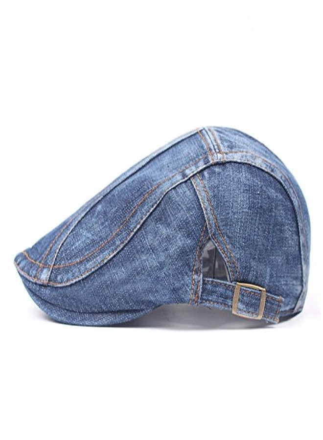 ASTOC Unisex Newsboy Hats Flat Ivy Gatsby Cabbie Driving Cotton Denim Berets Cap for Men Women (US, Alpha, One Size, Dark Blue) - Image 2